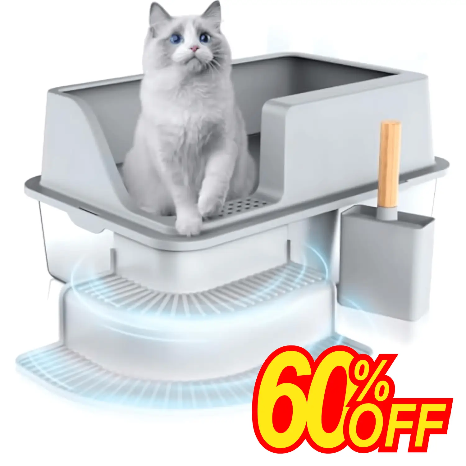 High Side Stainless Steel Litter Box with High Enclosure and Leak-proof Design, Extra Large Litter Box for Big Cats