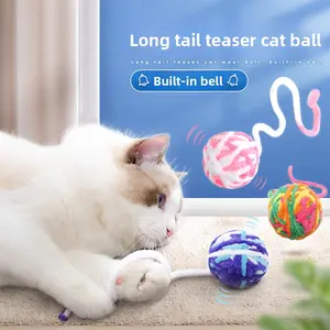 Colored wool balls + bell string, combining visual and auditory appeal, perfect for treating aloof cats.cool cat stuff,dog toys,cat toy,cat stuff