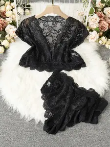 Sexy lace two-piece pajamas