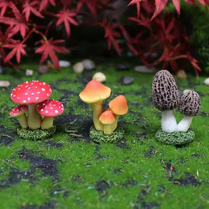 Realistic Mushroom Figurine Set, Moss Micro Landscape, DIY Succulent Plant Pot Decor, Resin Garden Craft Kit, Home Decoration