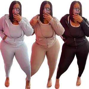 Women's Plus Size Jogging Suit 2 Piece Sweatsuit Long Sleeve Jacket & Pants Two Piece Track Set Outfit