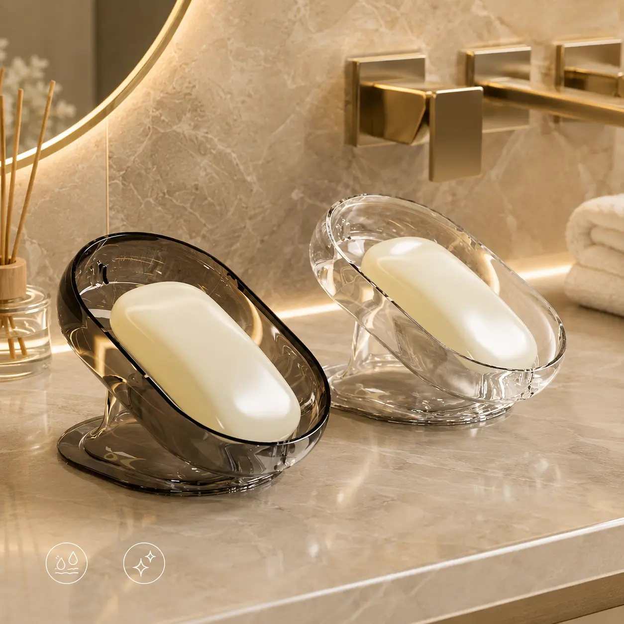 1/2 Pc Oval Soap Dish, Bathroom Organizer, Durable Clear Plastic Soap Holder for Shower or Bathtub Décor, Suitable for Bathroom and Kitchen, Easy-to-Clean Space-Saving Soap Tray, Bathroom Accessories, Soap Rack, Soap Bar Holder - MM2