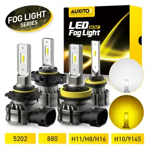 AUXITO H11/H8/H16 9145/H10 5202 880 LED Fog Light Bulbs, 6000 Lumens 6500K Cool White Light/3000K Amber Yellow Light, 300% Brightness 984 FT Strong Penetration Led Fog Lights, CSP LED Chips, DRL Replacement for Cars, Pack of 2
