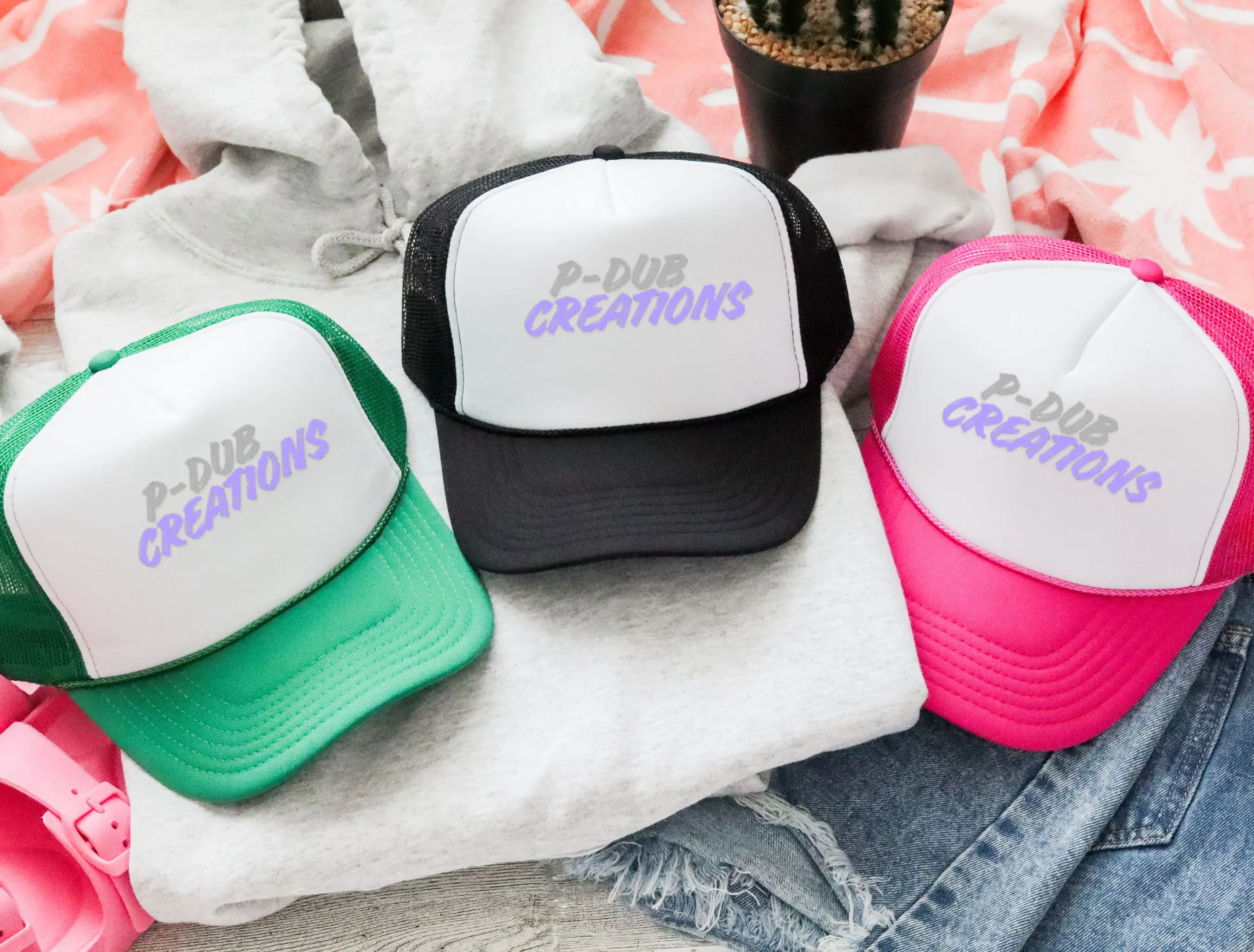 P-Dub Creations TikTok Live Fully Custom Trucker Hats - Personalize Your Style with Real-Time Customization Options
