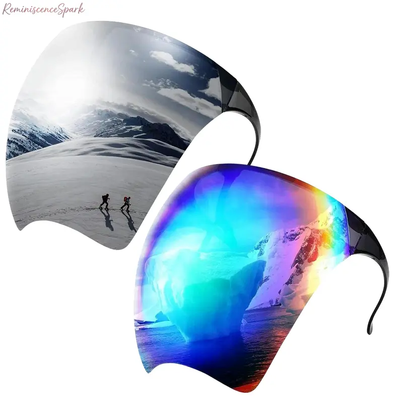 1, 2-Pair Full Cover Face Visor Shield Goggles, Fashion Mirror-Coated Lens, Anti-Fog Winter Design, UV Protection, Windproof Multi-Purpose Sports Eyewear for Cold Weather Cycling, Skiing and Outdoor Activities