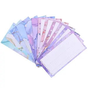 Marble Texture A6 Binder Pads Set, 12 Sheets Cash Plan Budget Organizer, 6-Hole Loose-Leaf Paper for Effective Financial Management