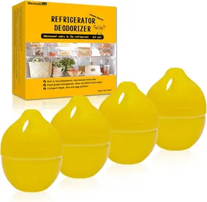 Refrigerator Deodorizer – More Effective than Baking Soda, Effectively Removes Stubborn Refrigerator Odors, Natural Gel (4 Pcs/Lemon Flavor) WeelenkEco