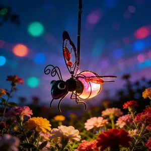 1PC Solar Powered Garden Light, Creative Insect Design, Waterproof Outdoor Decor, Bee Dragonfly Butterfly Iron Art Hanging Ornament, Solar Garden Lights