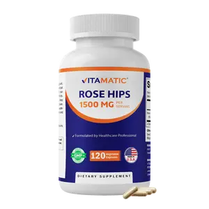 Vitamatic Rosa Canina Rose Hips Dietary Supplement, 1500 mg per Serving, 120 Capsules - Non-GMO, Gluten-Free - Rich in Natural Vitamin C & Antioxidants - Immune Support - Made in USA