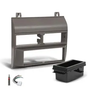 Fit For 1988-1994 Chevy GMC Trucks Grey Radio Dash Pocket Bezel Kit Mount Trim