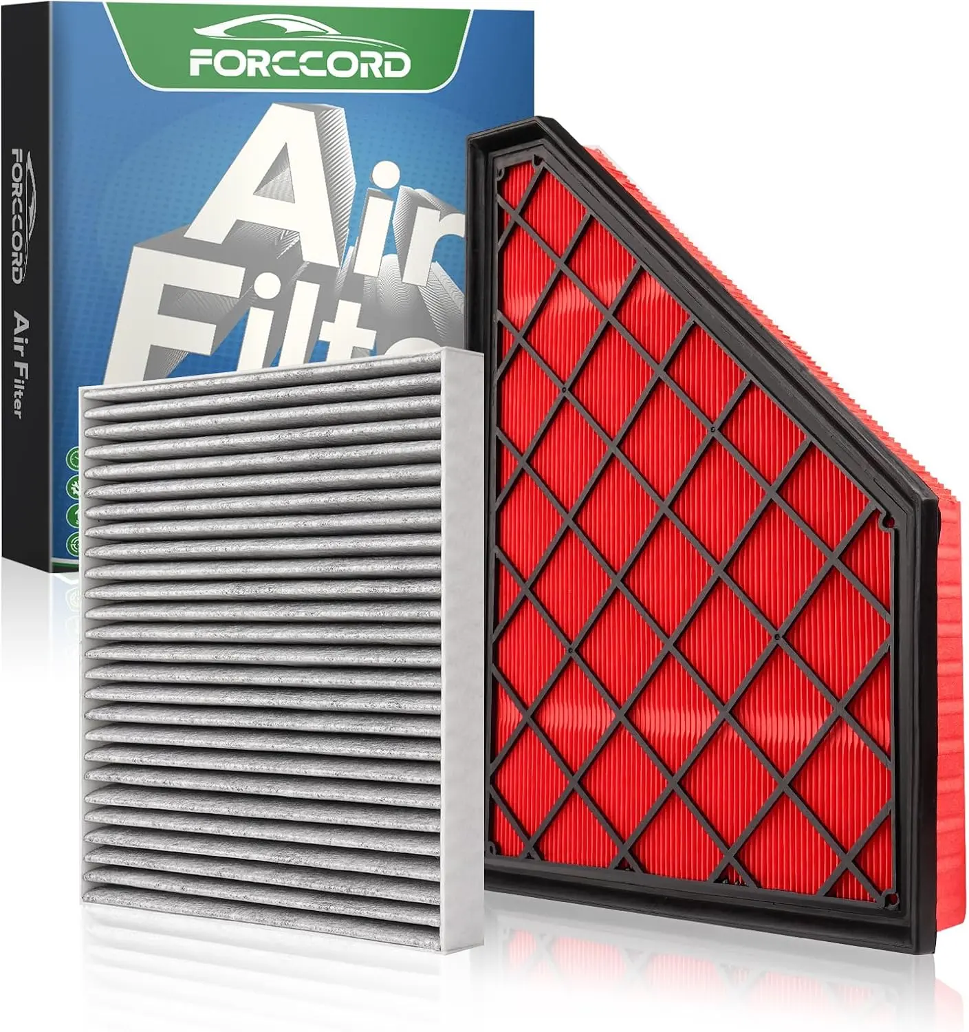 Forccord Cabin & Engine Air Filter Combo Kit (2-Pack) with Activated Carbon | Fits Chevrolet Traverse 2018-2023, GMC Acadia 2017-2023,  XT5 2017-2024, XT6 2020-2025, Buick Enclave 2018-2024, Chevrolet Blazer 2019-2024 | Replaces CF11966 & CA12166