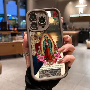 Virgin Mary Verses Pattern Phone Case for iPhone 17 16 15 14 Pro Max 13 12 11 Air XR XS Plus Shockproof Full Camera Protection Durable slim Silicone Cover