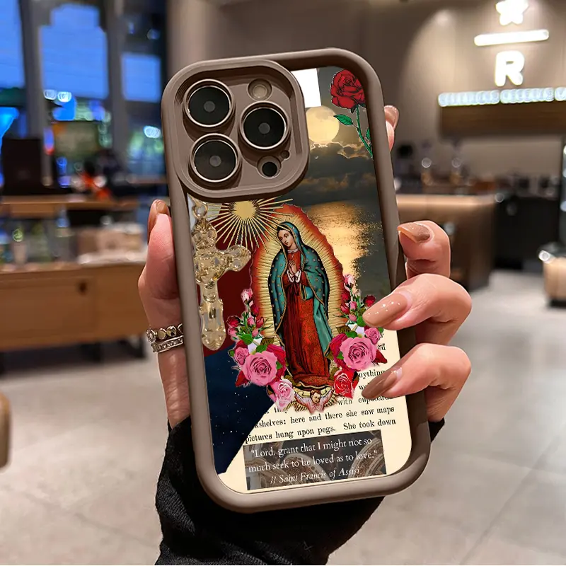 Virgin Mary Verses Pattern 1.2mm Shockproof Slim Silicone iPhone Casing - Full Camera Protector, Electronic Accessories for Smartphone/Cellphone (17 Pro,16,15,14 Pro Max,13,12,11,Air,XR,XS,Plus), Durable