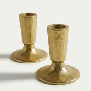 2 Pcs Vintage Candlestick Candle Holders Brass, Handcrafted Antique Brass Taper Candle Stick Victorian Style for Table Centerpiece Wedding Festive Christmas Mantel Decoration or Home Decor