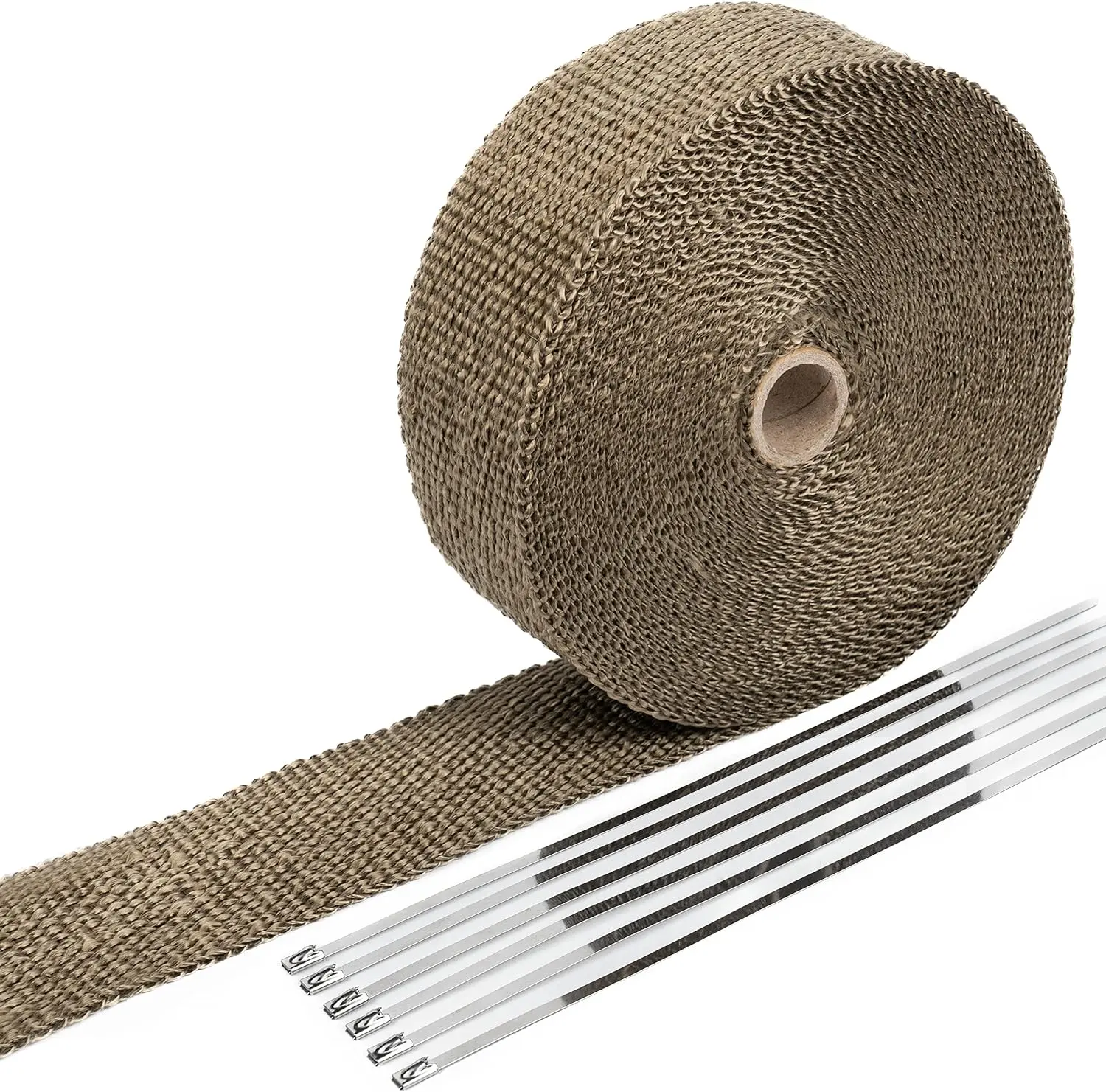 2" x 50' ium Exhaust Wrap for Motorcycle Car Headers with Stainless Steel Zip Ties
