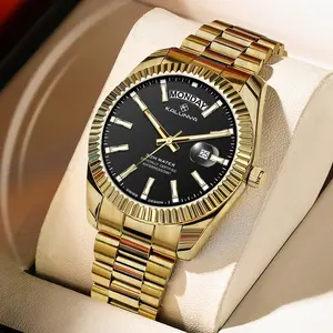 Kalunya Swiss Multi-Function Dual Calendar Watch Men's Luxury Timepiece 40mm Sapphire Crystal Stainless Steel Bracelet Alloy Case Luminous Markers Waterproof Scratch-Resistant Elegant Design for Daily Wear