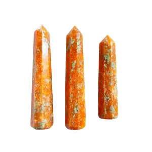 Orange Orchid Calcite Crystal Obelisk - Stone of Promise for Grounding & Confidence - Authentic Indian Crystal for Mind Body Spirit Vitality