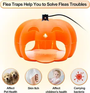 All Saints Jack-o'-Lantern Flea Traps for Indoor Home Safe Pest Control with Light & Switch 2 Packs alloween Pumpkin Household Cockroach Ointment Eco-Friendly Flea Killer