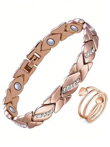 Copper Magnetic Bracelets for Women,Adjustable 99.9% Solid Copper Bracelets, Magnetic Jewelry with Sizing tool,Trendy Stack Bangle,Christmas Day Gift, Adjustable Slider Bracelets, High Quality Bracelet