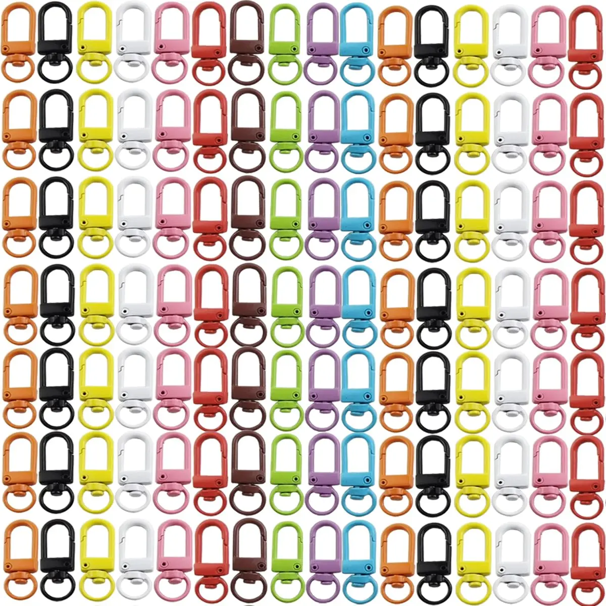 100 Pack Lanyard Swivel Snap Hooks Heavy Duty Metal Lobster Claw Clasps for Backpack Charms, Zipper Pulls, Beads Projects, Colorful Little Clip