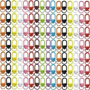 100 Pack Lanyard Swivel Snap Hooks Heavy Duty Metal Lobster Claw Clasps for Backpack Charms, Zipper Pulls, Beads Projects, Colorful Little Clip