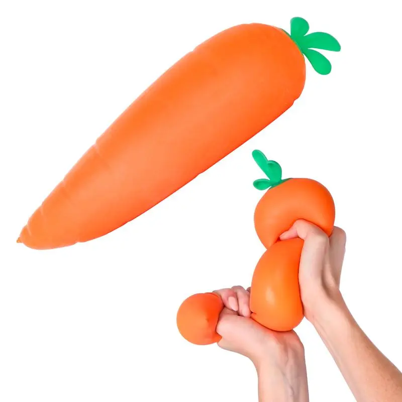 Slow-rebound carrot soft rubber toy - a giant plant-based soft rubber toy that relieves stress and provides a squeezeable feel | a crystal-clear sensory stress-relieving toy | relieves stress and helps alleviate anxiety; a stylish desktop decoration.
