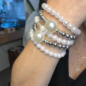 Faux Pearl Decorated Bracelet Set, Fashion Bracelets for Party & Daily Wear, Trendy All-match & Exquisite Jewelry for Birthday Gift, Pearl Beaded Bracelet, Pretty Bracelet, Beautiful Bracelets