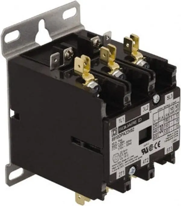 Square D 3 Pole, 30 Amp Inductive Load, 110 Coil VAC at 50 Hz and 120 Coil VAC at 60 Hz, Definite Purpose Contactor Phase 1 and Phase 3 Hp: 10 at 230 VAC, 15 at 460 VAC, 2 at 115 VAC, 20 at 575 VAC, 5 at 230 VAC 8910DPA33V02