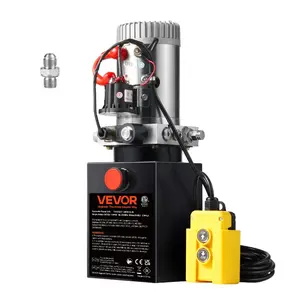 VEVOR Hydraulic Pump, 8 Quart Dump Trailer Pump, Single Acting Hydraulic Power Unit, 3200 PSI Max Relief Pressure, 0.91 GPM Flow Rate, Hydraulic Pump Power Unit for Dump Trailer Car Lifting
