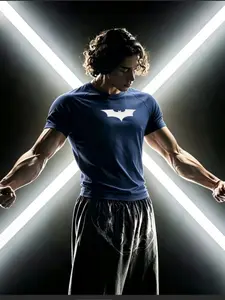 Men's Fitness Top, Fitness Sport Top, Casual Running Quick-Dry Breathable Tight Fit Short Sleeve T-Shirt, Gym Training, Night Run, Daily Wear, Comfortable, Gym Apparel