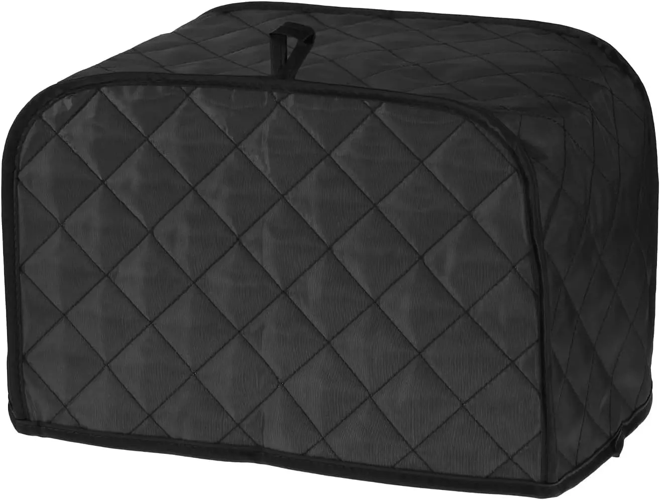 Polyester-Cotton-Linen 2-Slice Home Kitchen Dust Cover Accessory, Universal Size Protector with Cushions for Minor Bumps & Hanging Loop, Black (11.8x7.87x7.87 in) - Ideal for Baking Appliances, Great Gift Option, Reinforced Stitching