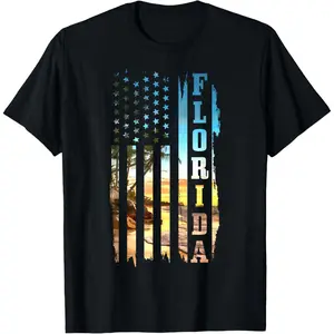Florida American Flag Pride Beach Surfer Patriotic Gift T-Shirt  Graphic tees