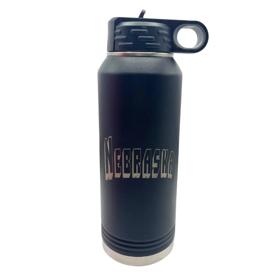 Stainless Steel Nebraska Engraved Water Bottle | 32 oz | Multiple Colors | RCK Creations & More