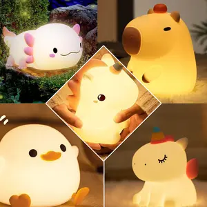 Cute Silicone Animal Night Light - Capybara, Unicorn, Duck & Axolotl | Viral Trending Decor & Perfect Birthday Gift for Kids & Animal Lovers