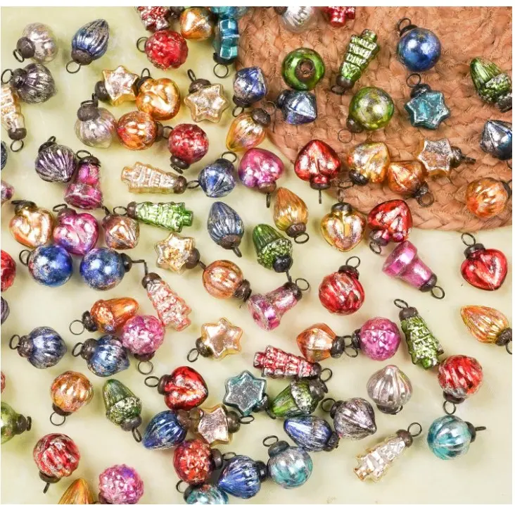 25 Vintage Christmas Ornaments- Antique Glass Christmas Ornaments- Vintage Christmas Decorations- Vintage Retro Christmas Tree Ornaments- Christmas Tree Decorations- Mini Ornaments- Christmas Balls