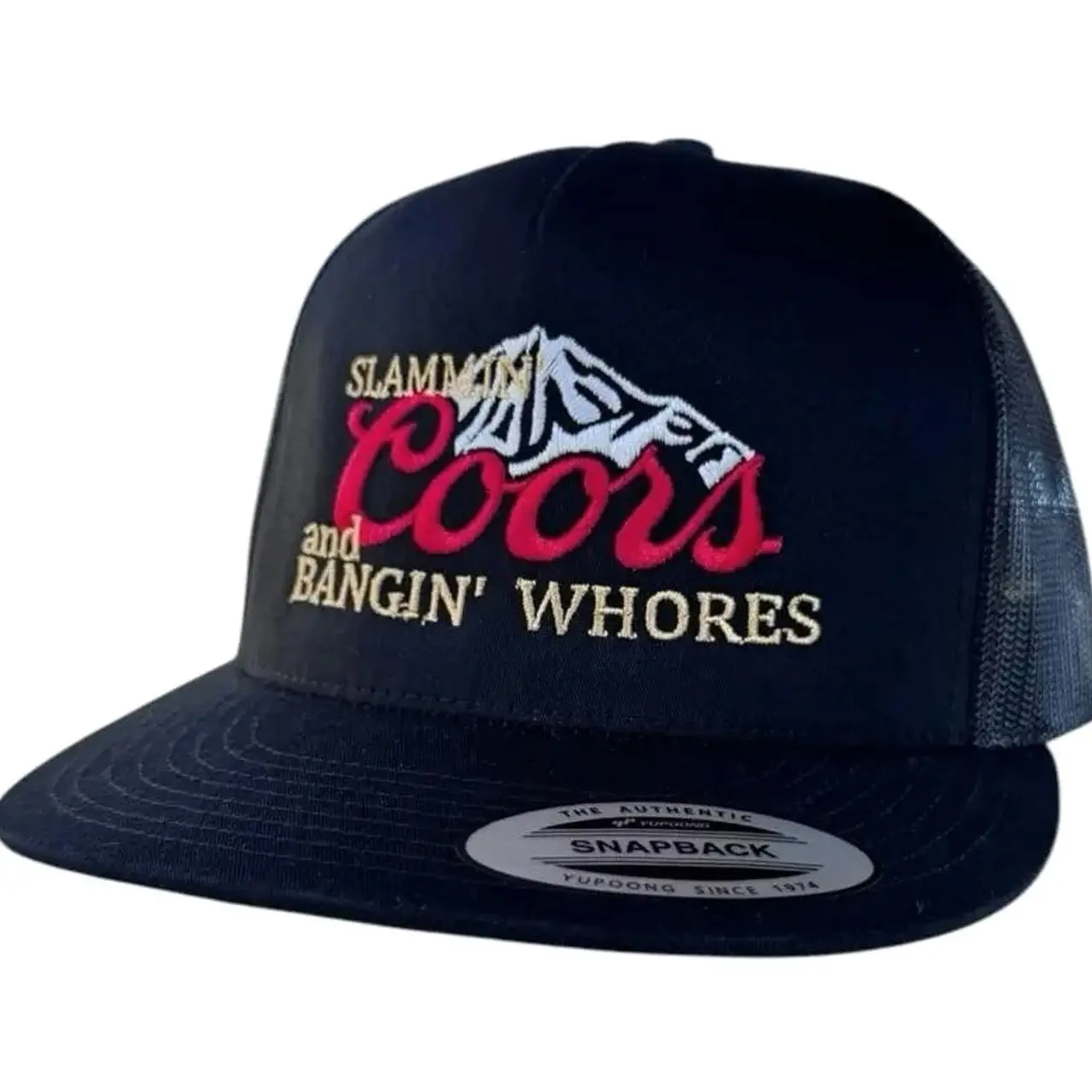 SLAMMIN COORS AND BANGIN WHORES Embroidered Retro Hat Trucker Hat Many Colors Snapback Hat, Unisex Casual Street Style, Gift Idea For Her Him, Unisex Everyday Wear