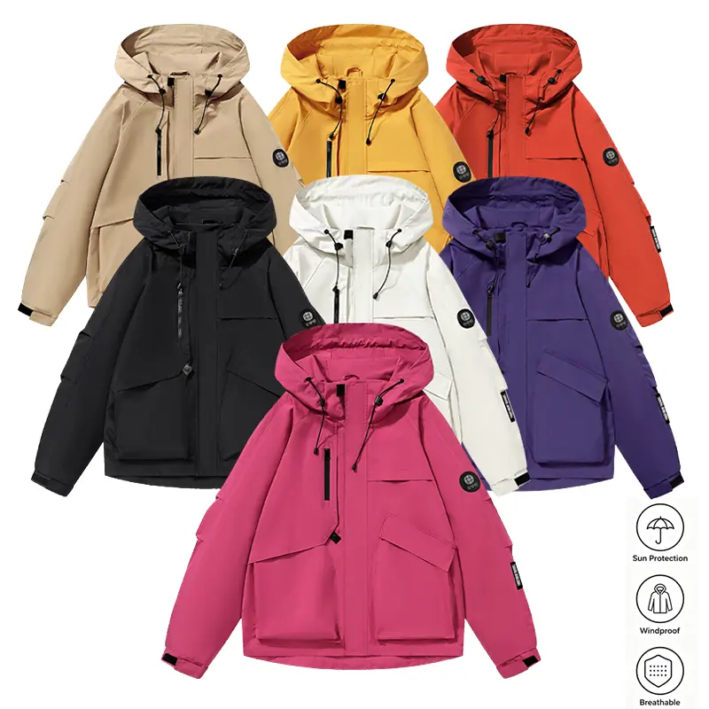 Men’s hooded windbreaker jacket, windproof, waterproof, breathable outerwear; casual loose-fit outer layer for spring and autumn daily outings and hiking/outdoor sports