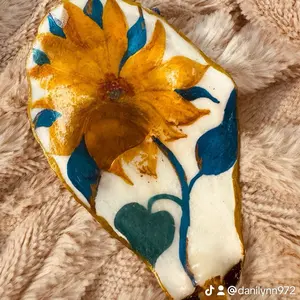 Hand Painted Oyster Shell Jewelry Holder - Home Organizer