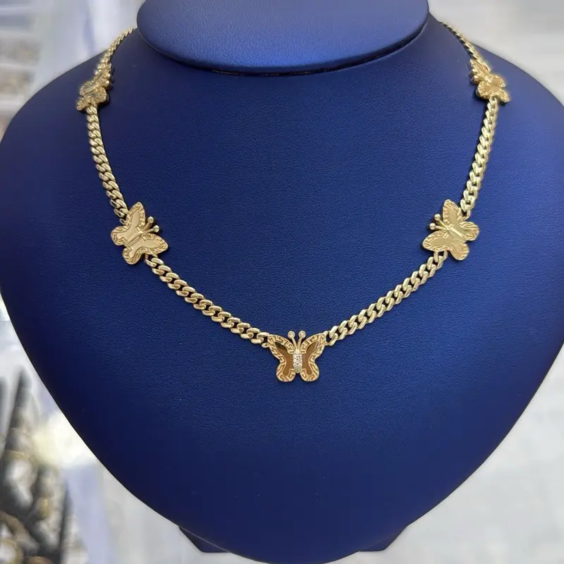 Real 10k Gold Butterfly Charm Necklace