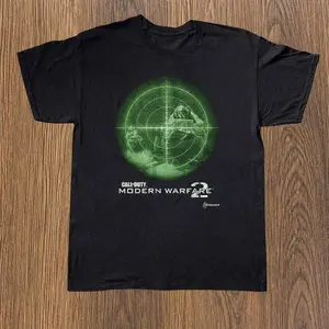 Modern Warfare 2 Night Vision Sniper Scope Graphic Tee | Y2K Vintage Gaming Black T-Shirt
