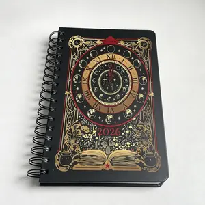 2026 Gothic Style Weekly Planner, Luxurious Thick Spiral-Bound Compact Portable Personal Organiser with Roman Compass Clock Design for Progress Tracking & Time Management