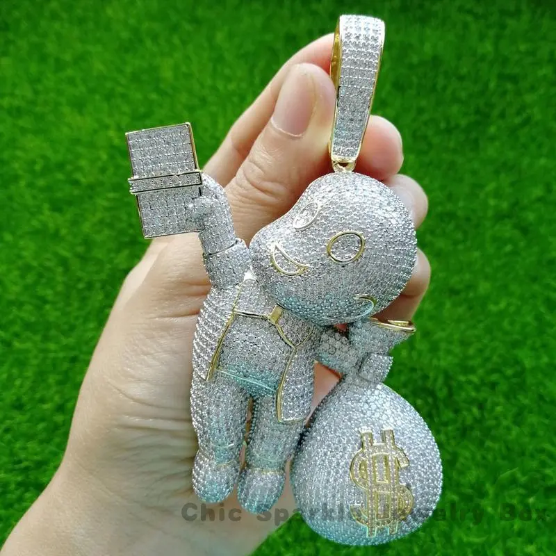 5 Colors Large Size High Quality Brass CZ stone pendant Hip hop Necklace Jewelry Bling Bling Iced Out