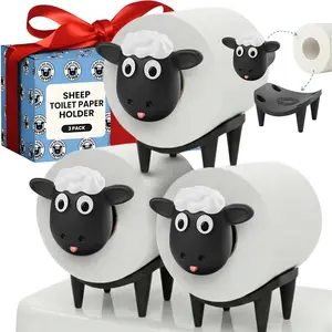 3-Pack Toilet Paper Holder, Black Sheep Funny Bathroom Decor, Free Standing Cute Animal Holder, Stylishly Store Extra Toilet Paper, Modern Farmhouse Decor, No Assembly, Funny Gifts