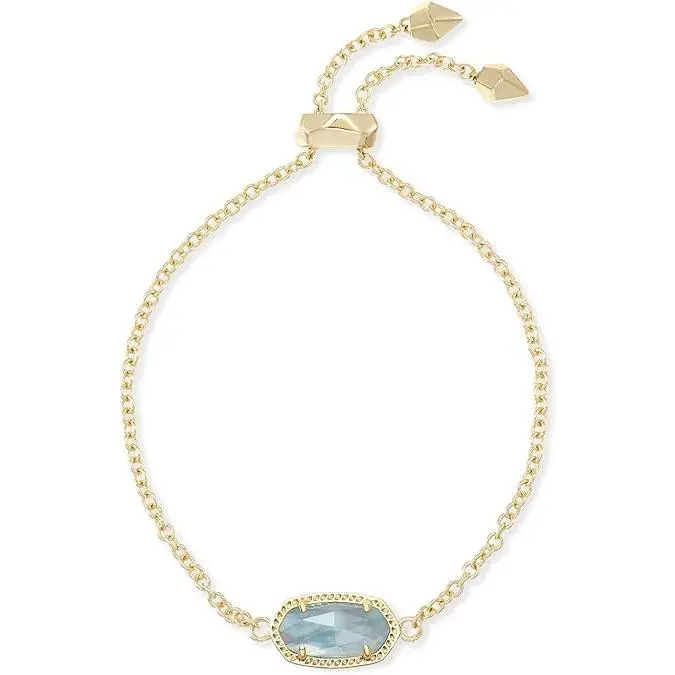 Kendra Scott Elaina Gold Adjustable Chain Bracelet in Light Blue Illusion 4217715345