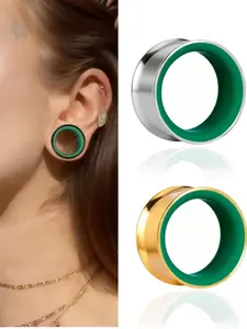 vanku 2pcs Fashion Translucent Ear Tunnels, Stainless Steel Double Flared Piercing Gauges, Hypoallergenic Body Jewelry for Ear Stretching