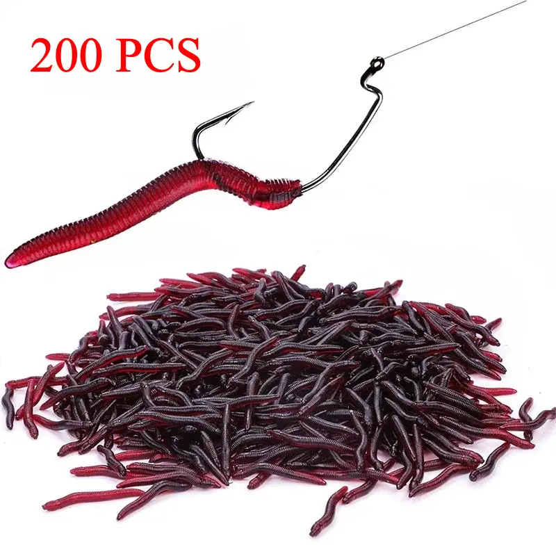 200 pieces of realistic red eel bait-fragrance artificial fishing lure, Fishing Supplies, suitable for fresh water and salt water fishing, durable thermoplastic rubber material, natural appearance and high quality bait