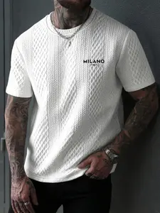 Men's Summer Casual Knit Textured T-Shirt, Simple Solid Color Short Sleeve, Round Neck Tops, Perfect Gift for Outdoor Play Running Fitness, Athletic T Shirt