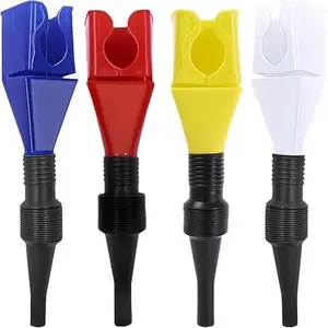 Retractable Fuel Funnel 4-Pack, Durable & Foldable Design, Flexible Plastic Auto Oil Funnel for Cars & Motorcycles, Oil Change Accessories.by ENBRWAS.