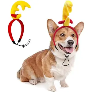 Headband Christmas  Outfit for Small Medium Large  Reindeer Costumes Pet Elk  Accessories for Christmas Halloween (Yellow, Small)