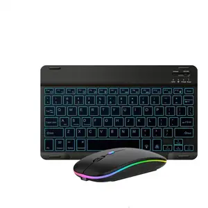 Ultra-Slim Lightweight  Keyboard and  Portable Mini  Keyboard Rechargeable 7-Color Backlit for  iPad ,Tablet  Smartphone iOS Android Windows,Black